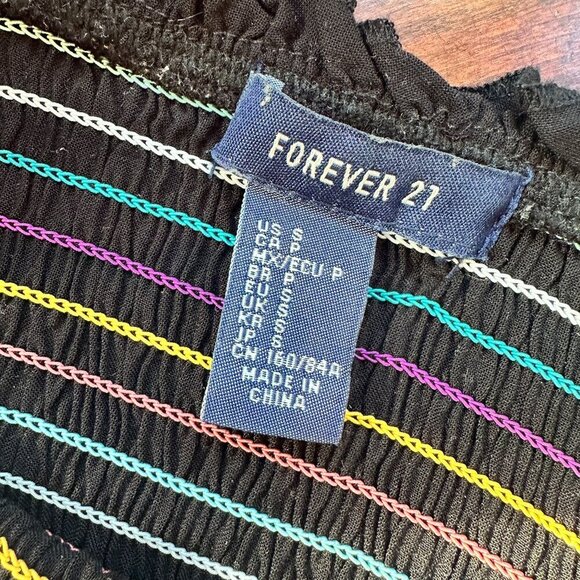 FOREVER 21 All Over Smocked Rainbow Thread Strapless Dress Size Small - Picture 9 of 9